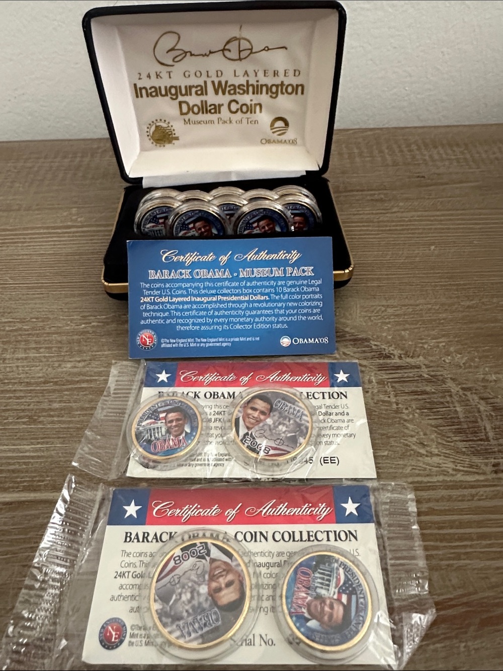 Barack Obama 24KT Gold Layered Inaugural Dollar Coin Collection - Gold